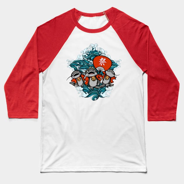 Namazu Matsuri - Festival Namazu from FF14 having a party Baseball T-Shirt by SamInJapan